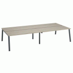 PÔLE DE 4 BUREAUX ECLA CHÊNE GRIS L 180 X P 80 CM PIÈTEMENT MÉTAL ANTHRACITE