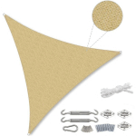 SEKEY - VOILE D'OMBRAGE HDPE PERMÉABLE 3.6×3.6×3.6M AVEC KIT DE MONTAGE, SABLE