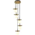 ALUMINOR - SUSPENSION RONDE CINQ LAMPES CASCADE - OR