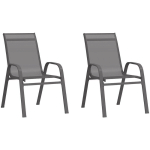 CHAISES EMPILABLES DE JARDIN 2 PCS GRIS TISSU TEXTILÈNE