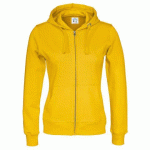 COTTOVER SWEATSHIRT À CAPUCHE FULL ZIP FEMME - CERTIFIÉ GOTS JAUNE - TAILLE M