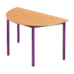 TABLE MODULAIRE DOMINO 1/2 ROND - L. 120 X P. 60 CM - PLATEAU HÊTRE - PIEDS PRUNE