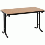 TABLE PLIANTE RECTANGULAIRE - HÊTRE/NOIR - 140X70 CM