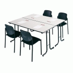 TABLE DE RÉUNION RECTANGULAIRE PLIANTE CLASSIQUE L 120 X P 70 CM GRIS CLAIR PIÈTEMENT NOIR