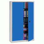 ARMOIRE MÉTAL PORTE BATTANTE LARGEUR 120 CM HAUTEUR 102 CM COLORIS GRIS/BLEU - MANUTAN COLLECTIVITÉS