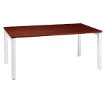 BUREAU DROIT ACTUAL - L. 180 X P. 80 CM - PLATEAU WENGÉ - 4 PIEDS BLANC