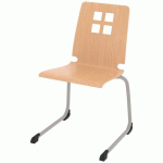 CHAISE COQUE DAMIER PIÈTEMENT LUGE ACIER - HÊTRE NATUREL/GRIS ARGENT - RODET