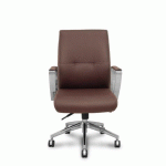 CHAISE VISITEUR ERGO540CS, MÉCANISME SYNCHRONE, SIMILICUIR MARRON, PIÈTEMENT CHROMÉ, ROULETTES CHROMÉES