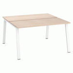PÔLE DE 2 BUREAUX ECLA CHÊNE CLAIR L 140 X P 60 CM PIÈTEMENT MÉTAL FINITION BLANC