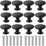 PETITES ECREVISSES - 12X BOUTONS DE TIROIR VINTAGE 30MM POIGNÉES DE PLACARD DE CUISINE POUR COMMODE ET ARMOIRE MEUBLE AVEC VIS - NOIR