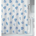 RIDEAU DE DOUCHE - 180 X 200 CM - BLEU ET BLANC - POLYESTER - CONCHA SPIRELLA