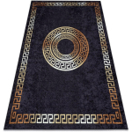 TAPIS LAVABLE MIRO 51517.805 CADRE, GREC ANTIDÉRAPANT - NOIR / OR BLACK 140X190 CM