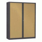 ARMOIRE MÉTAL À MONTER RIDEAUX TON BOIS HÊTRE 160 X 198 CM COLORIS ANTHRACITE - MANUTAN COLLECTIVITÉS