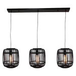 BRILLIANT SUSPENSION WOODROW AVEC 3 ABAT-JOURS CAGE BAMBOU