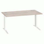 BUREAU DROIT L 160 CM EXCELLENS PIÈTEMENT MÉTAL PLUS CHÊNE GRIS / BLANC