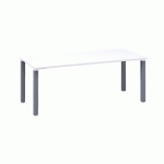 BUREAU DROIT EDEN L 200 X P 100 CM PLATEAU BLANC PIÉTEMENT MÉTAL ANTHRACITE