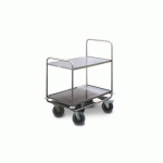CHARIOT DE SERVICE ERGONOMIQUE RENFORCÉ EN INOX HUPFER - 2 PLATEAUX 1000 X 600 MM