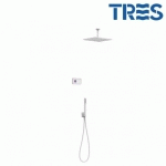 KIT DE DOUCHE THERMOSTATIQUE ÉLECTRONIQUE ET ENCASTRÉ SHOWER TECHNOLOGY BLANC MAT - TRES 09286564BM