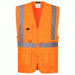 LOT DE 3 - PORTWEST C357 GILET EXECUTIVE HAUTE VISIBILITÉ AVEC POCHE POUR TABLETTE ORANGE - TAILLE XXXL