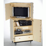 MEUBLE AUDIOVISUEL MOBILE 4 PORTES + PLATEAU PIVOTANT 1 TIROIR BAS COLORIS HÊTRE - MANUTAN COLLECTIVITÉS