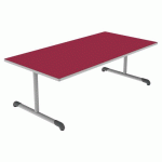 TABLE BANDANA 160X80 T2 DL STRAT POLYURÉTH. CERISE GRIS/9006 - MOBIDECOR