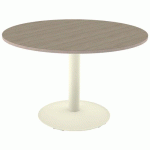 TABLE MANO Ø120 T6 STRA ALAISÉ CHÊNE B. CAPPUCCIN/BEIGE 1013 - MOBIDECOR