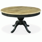 INTENSEDECO - TABLE RONDE EXTENSIBLE EN BOIS MASSIF SIDONIE NOIR - NOIR