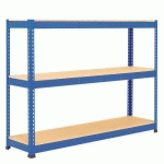 RAYONNAGE MANUTAN RAPID 1 1980X1525X455 3 TAB AGGLO BLEU