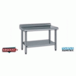 TABLE INOX À DOSSERET AVEC ÉTAGÈRE SUR PIÉTEMENT HAUTEUR 900 MM GAMME 600 MM  600 X 2000