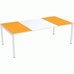 BUREAU EASY OFFICE 140X80CM PIED BLANC PLATEAU BLANC/ORANGE - PAPERFLOW