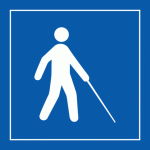 PANNEAU ACCESSIBILITÉ, MALVOYANT OU AVEUGLE - ISO 7001 EN GRAVOPLY - 250 X 250 - BLEU