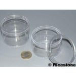 4B) 12X BOITES PLASTIQUE RONDE Ø62 X 42 MM.