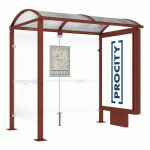 ABRI BUS VOÛTE 2.50 M CAISSON 1 BARDAGE LAT. ASPECT CORTEN - PROCITY