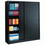 ARMOIRE MÉTALLIQUE GRAND VOLUME - JUMBO PORTES COULISSANTES L 180 X H 200 X P 45 CM NOIR