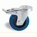ROULETTE PIVOTANTE À FREIN À OEIL BLEU 100 MM- CHARGE 150 KG - ROULEMENTS À ROULEAUX AVL
