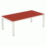 TABLE BASSE EASY OFFICE 114X60 PIED BLC PLATEAU BLANC/ROUGE - PAPERFLOW