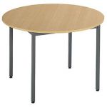 TABLE BUDGET RONDE - Ø 110 CM - PLATEAU HÊTRE - PIEDS GRIS FONCÉ
