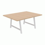 TABLE DE RÉUNION SYNERGY L 160 X P 120 X H 74 CM PIED MÉTAL BLANC PLATEAU CHÊNE CLAIR