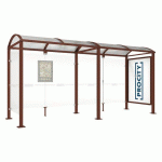 ABRI BUS VOÛTE 5 M VITRINE 1 BARDAGE LATÉRAL ASPECT CORTEN - PROCITY