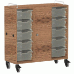 ARMOIRE BASSE SHIFT+ LANDSCAPE MÉLA. 9 CASES - 1 PORTE - NOYER - BLEU SAPHIR - MANUTAN COLLECTIVITÉS