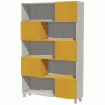 BIBLIOTHÈQUE IDENTITÉ 5 PORTES 120/185/30 CM ARGENT/ORANGE - MANUTAN COLLECTIVITÉS