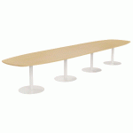TABLE CONFÉRENCE ELGA PIED COROLLE 480X113 CM PLATEAU MÉLAMINÉ HÊTRE/BLANC - MANUTAN COLLECTIVITÉS