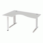 BUREAU COMPACT EXCELLENS L 160 CM BLANC RETOURÀ GAUCHE RÉGLABLE EN HAUTEUR PIÉTEMENT MÉTAL PLUS BLANC