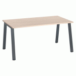 BUREAU DROIT ECLA CHÊNE CLAIR L 160 X P 80 CM PIÈTEMENT MÉTAL FINITION ANTHRACITE