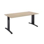 BUREAU DROIT IMEDIA - L. 180 X P. 80 CM - PLATEAU CHÊNE - PIEDS ALUMINIUM