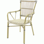 CHAISE DE BISTROT JAMES EN ROTIN - BAMBOU-BLANC/NOIR