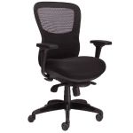 FAUTEUIL DIRECTION OCTOPUSSY MAILLE FILET HAUTEUR AJUSTABLE AVEC ACCOUDOIRS À ROULETTES HAUTEUR DOSSIER 70 CM NOIR