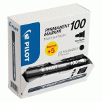 PACK DE 15 MARQUEURS PERMANENTS PILOT 100 POINTE CONIQUE 4,5 MM NOIRS + 5 OFFERTS