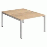 PÔLE 2 BUREAUX L 120 CM PLATEAUX CHÊNE, PIÈTEMENT MÉTAL - TEAM LINE ALUMINIUM