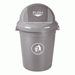 POUBELLE 80 LITRES PUSH RONDE GRISE